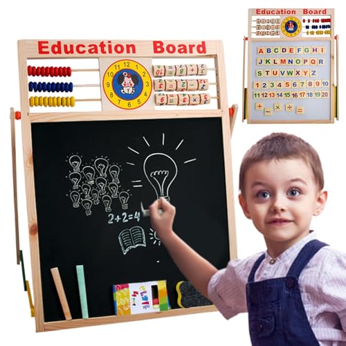 Doppelseitiges Zeichenbrett, magnetische Kreidetafel, doppelseitige magnetische Whiteboard und Kreidetafel für Kleinkinder, stehende Kunststaffelei für Kleinkinder von Generic