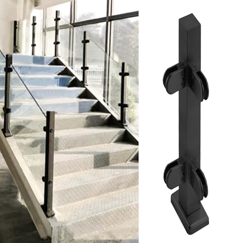 "Edelstahl schwarz Reifen Balustrade Set mit Klemme 42 Zoll hohe Sicherheitsglasschiebe Geländer für Innen Außen Glasgeländer Pfosten (schwarze Eckpfosten H 90 cm) von Generic