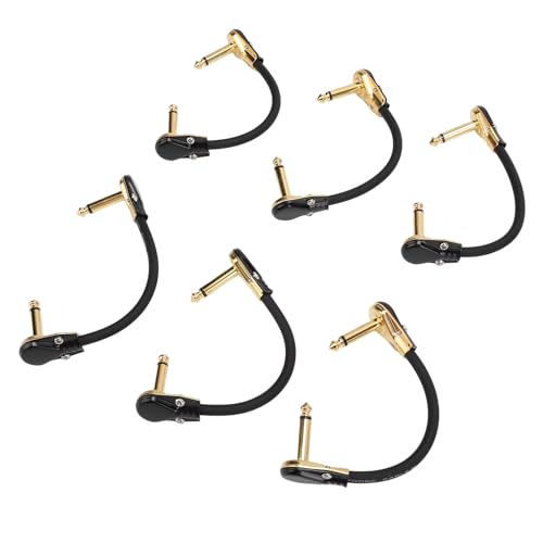 Effektpedalkabel, Geräuschreduzierung 6 Zoll 1/4 Zoll Rechtwinkliges Gitarren-Patchkabel für Mixer (Flachkopf-Gold) von Generic