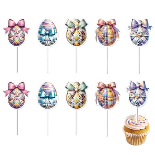 Eier Cupcake Toper, Eier Cupcake Picks - 10-Stil-Süßwarenfutter Picks - Tag Party Geburtstag Cupcake Topper für Ostern Thema Frühling Geburtstag von Generic