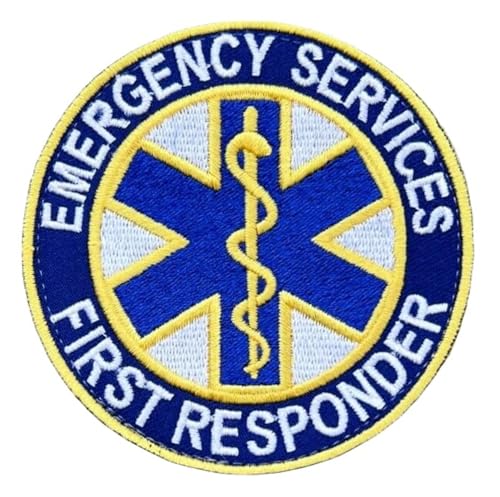 Emergency Services First Responder Patch (7,6 cm) bestickter Haken + Schlaufe Erste-Hilfe-Medic EMS-Abzeichen Kostüm Hemd, Tasche, Jacke, Hut, DIY Geschenk Patches von Generic