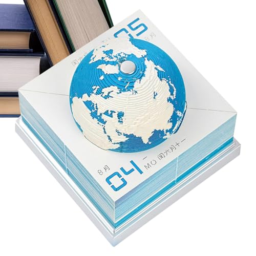 Erdkalender 2025,3D-Tischkalender 2025 - Notizblock-Abreißkalender | 3D Earth Desk Decor 2025 Kalender, Time Piece Kalender Haftnotizen, Planungskalender, Heimdekoration von Generic