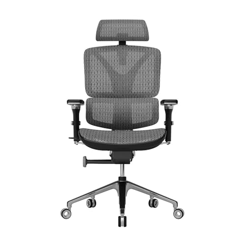 Ergonomischer Bürostuhl - Schreibtischstuhl mit Rollen und 4-Fach Verstellbarer Armlehne - Anhebbare, drehbare Kopfstütze - Atmungsaktiver, bequemer Netzstoff-Computerstuhl, Bürostühle, Exec von Generic