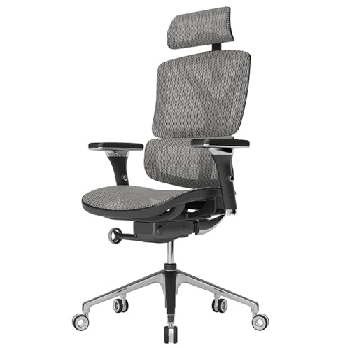 Ergonomischer Bürostuhl - Schreibtischstuhl mit Rollen und 4-Fach Verstellbarer Armlehne - Anhebbare, drehbare Kopfstütze - Atmungsaktiver, bequemer Netzstoff-Computerstuhl, Bürostühle, Exec von Generic