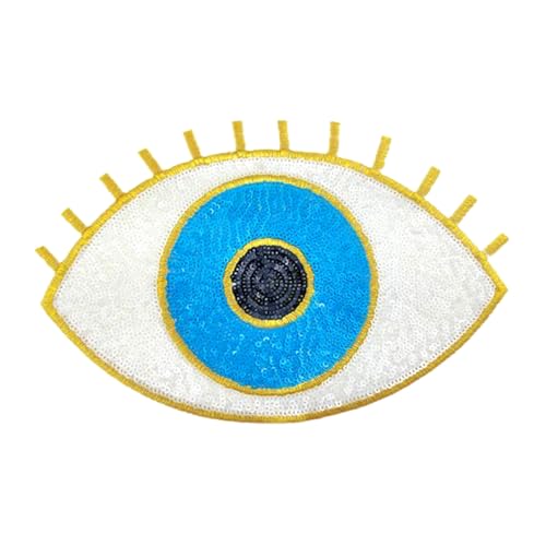 Evil Eye Pailletten-Aufnäher zum Aufbügeln – Augenform, bestickte Applikation für DIY-Kleidung, Accessoires und Handwerk, alle sehenden Augen von Generic