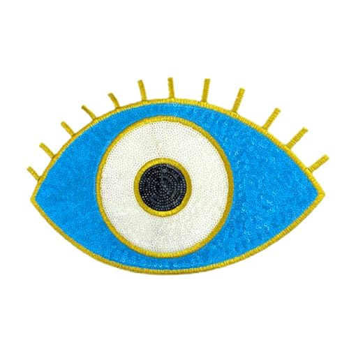 Evil Eye Pailletten-Aufnäher zum Aufbügeln – Augenform, bestickte Applikation für DIY-Kleidung, Accessoires und Handwerk, alle sehenden Augen von Generic