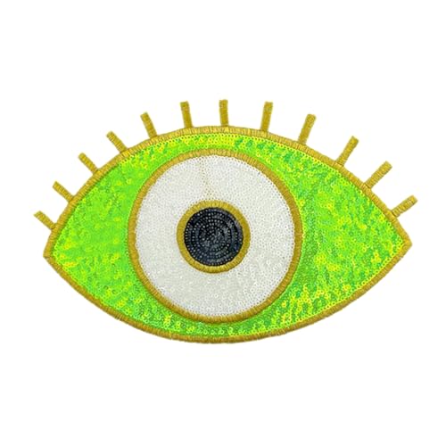 Evil Eye Pailletten-Aufnäher zum Aufbügeln – Augenform, bestickte Applikation für DIY-Kleidung, Accessoires und Handwerk, alle sehenden Augen von Generic