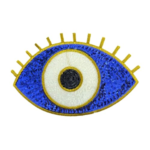 Evil Eye Pailletten-Aufnäher zum Aufbügeln – Augenform, bestickte Applikation für DIY-Kleidung, Accessoires und Handwerk, alle sehenden Augen von Generic