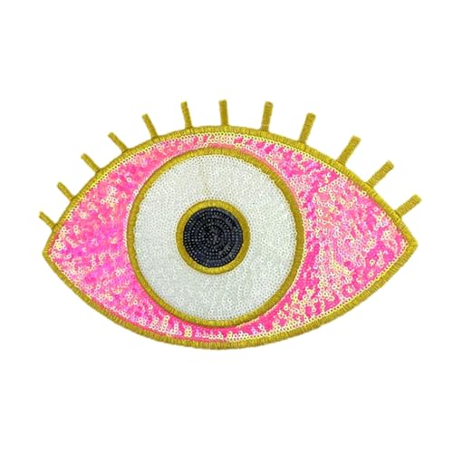 Evil Eye Pailletten-Aufnäher zum Aufbügeln – Augenform, bestickte Applikation für DIY-Kleidung, Accessoires und Handwerk, alle sehenden Augen von Generic