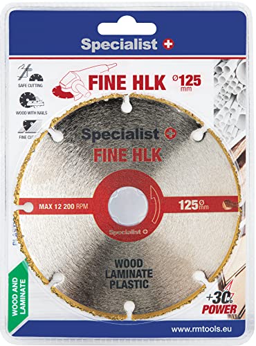 Universal Trennscheibe 125 mm für Holz, Laminat, Kunststoff - FINE HLK von Specialist+ I Flex Scheibe Extra Dünn Sägeblatt Geeignet zum Schneiden, Formen und Schnitzen I Präzise und Langlebig von Specialist+