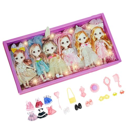 Fantasievolles Spielpuppenset mit Kleinen Puppen Und Kleidung, 15 cm, für Kinder Im Alter von 3 bis 6 Jahren, 6 Stück von Generic