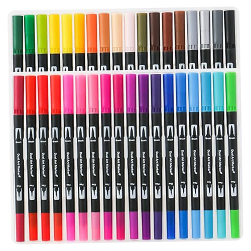 Farbmarkierungen 36 Farben Dual Pinselmarker Stifte Note Nehmen Sie Malvorlagen Schreiben Farbstifte Acrylmarker für Kinder Erwachsene Malvorlagen Aquarell Pinselstift Set Set von Generic