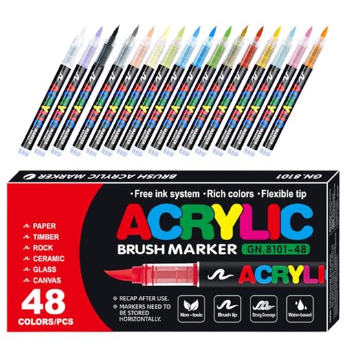 Feine Spitze Acrylfarbmarker, Acrylfarben-Set - Starker Malstift, 48 wasserdichte Farben für weiche Spitze, Acrylfarbstifte, Kunsthandwerk, die herstellen von Generic