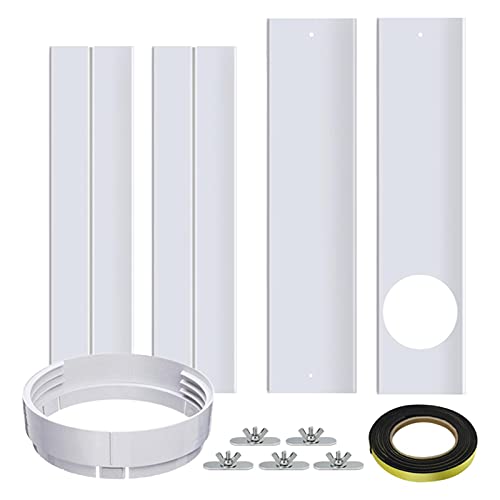 Fensterabdichtung Platte Klimaanlage Fensterabdichtung Kit 67-220cm Einstellbar Fenster Slide Kit Platte mit 150 cm Rohrverbinder für Mobile Klimaanlage Und Ablufttrockner, Kein Bohren von Generic