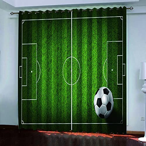 Fenstervorhänge Wohnzimmer Sport Fußball Verdunkelungsvorhänge Mit Ösen 280 (B) X 250 (H) Cm Schlafzimmer Vorhang Polyester Lang Gardinen 2Er Set Blickdicht - Für Kinderzimmer Für Jungen- -3U5X-Y6D6-9 von Generic