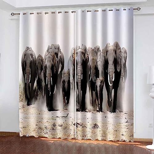 Fenstervorhänge Wohnzimmer Tierischer Elefant Verdunkelungsvorhänge Mit Ösen 2 X 117 X 230 Cm Schlafzimmer Vorhang Polyester Lang Gardinen 2Er Set Blickdicht - Für Kinderzimmer Für Jungen- -4Y7Q3V1U2F von Generic