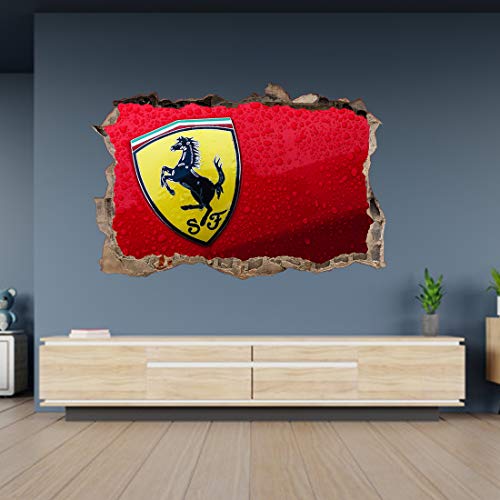 Ferrari-Logo, 3D-Wandaufkleber, Motiv Loch in der Wand, 125 x 83 cm von Generic