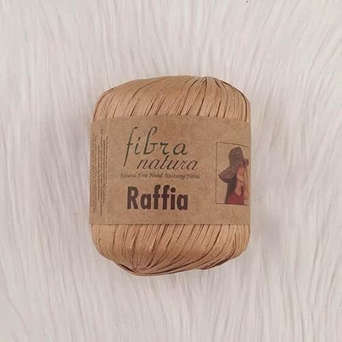 Fibra Natura Bastgarn, 100 % Zellulose-Rayon, Papier-Makramee-Schnur, 40 g, 90 m, natürlicher Baststroh, Korbgarn, Heimdekorgarn, umweltfreundliches Garn (14) von Generic