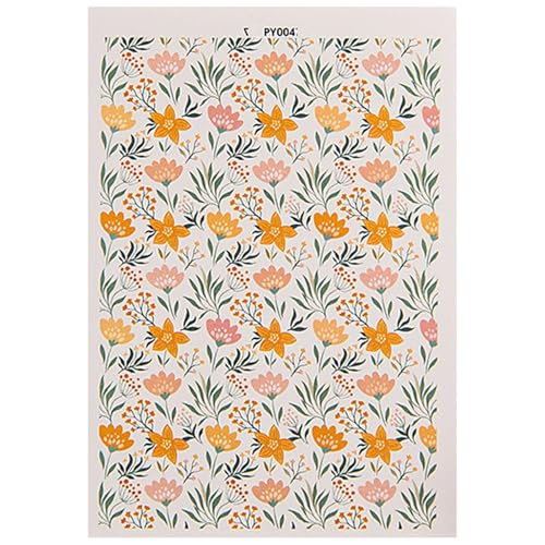 Florales Ton-Transferpapier – Blumen-Transferblätter Für Ton, Blumen-Transferpapier | Bunte Blumen Wassertransferpapier Für Tonohrringe Retro-Papier Zur Schmuckherstellung Tonwerkzeuge, 3,74 X 5,43 Zo von Generic