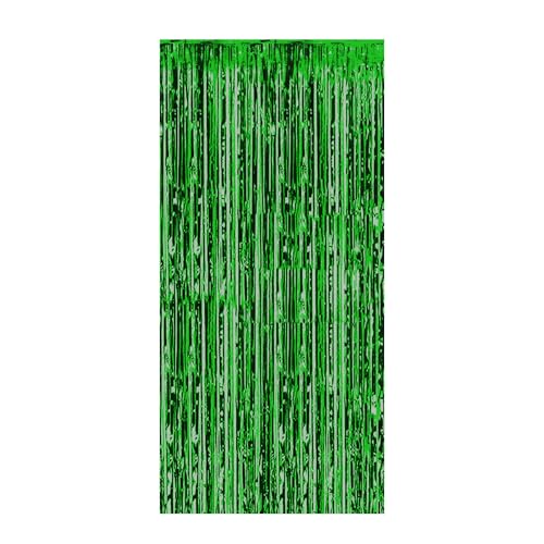 Foil Fringe Curtains Lametta Vorhänge Glitzer Metallic Party Vorhänge Foto Hintergrund Folien Luftschlangen Deko für Geburtstag Hochzeit Weihnachten Party Dekoration, 1 x 2m (Grün) von Generic