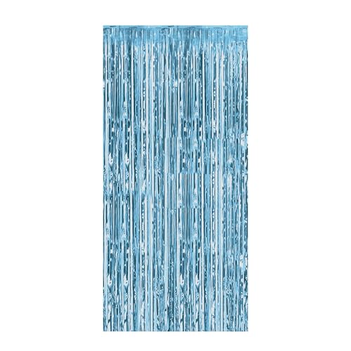 Foil Fringe Curtains Lametta Vorhänge Glitzer Metallic Party Vorhänge Foto Hintergrund Folien Luftschlangen Deko für Geburtstag Hochzeit Weihnachten Party Dekoration, 1 x 2m (Himmelblau) von Generic