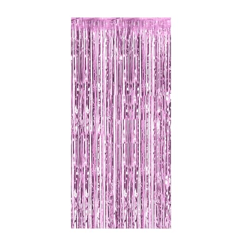 Foil Fringe Curtains Lametta Vorhänge Glitzer Metallic Party Vorhänge Foto Hintergrund Folien Luftschlangen Deko für Geburtstag Hochzeit Weihnachten Party Dekoration, 1 x 2m (Rosa) von Generic