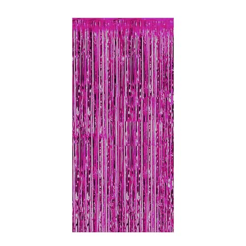 Foil Fringe Curtains Lametta Vorhänge Glitzer Metallic Party Vorhänge Foto Hintergrund Folien Luftschlangen Deko für Geburtstag Hochzeit Weihnachten Party Dekoration, 1 x 2m (Rosarot) von Generic