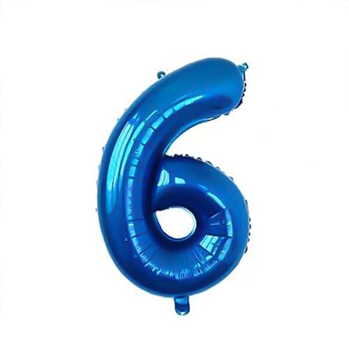 Folie- Luftballons Helium Nummer 6 Ballon 62cm groß Folienballon-blau von Generic