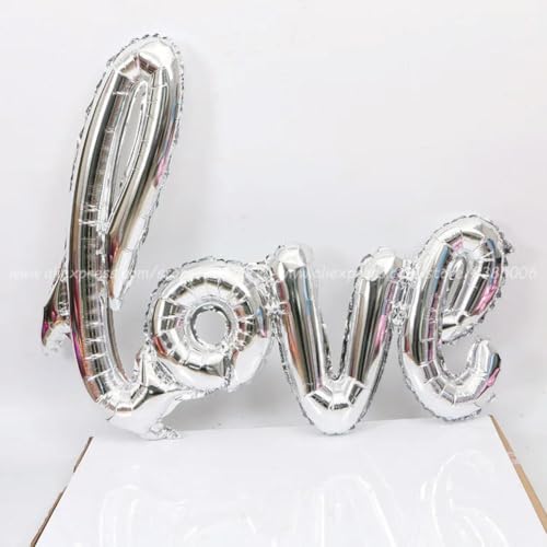 Folieballon "LOVE" Schriftzug, Helium Ballon, Luftballon -Silber-73cm von Generic