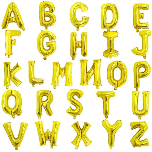 Folienballon, Buchstaben Ballon, Luftballons Helium Alphabet Ballon Figuren -Gold-F,40cm von Generic