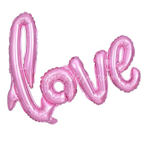 Folienballon Girlande "LOVE" Banner, Luftballon, Helium Ballon Rosa Silber Gold Ballon -pink-54cm von Generic