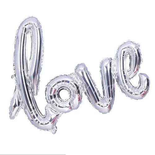 Folienballon Girlande "LOVE" Banner, Luftballon, Helium Ballon Rosa Silber Gold Ballon -silver-54cm von Generic