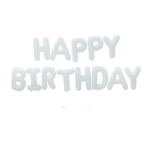 Folienballon "Happy Birthday" 40cm Buchstaben Girlande Luftballons, Helium Ballon-White-40cm von Generic