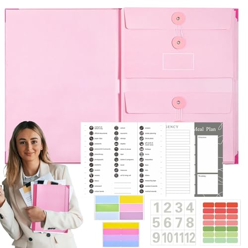 Folio Document Organizer - Ordner Mit Großer Kapazitä, File Organizer Binder | Tragbarer Dokumenten-Organizer, Kompaktes Aufbewahrungstool Für Akten, Pässe, Fotos, Briefe, Papiere von Generic