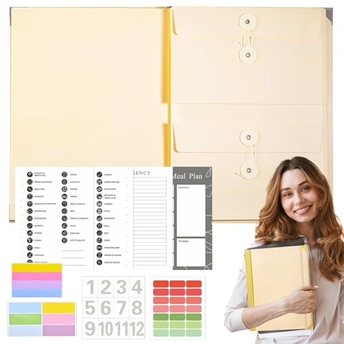 Folio Document Organizer - Ordner Mit Großer Kapazitä, File Organizer Binder | Tragbarer Dokumenten-Organizer, Kompaktes Aufbewahrungstool Für Akten, Pässe, Fotos, Briefe, Papiere von Generic