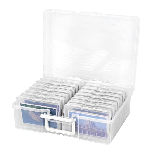 Fotobox-Griff – transparente Foto-Displaybox, 4 x 6 Bilderhülle | Transparente 4x6-Fotobox mit Deckel und leicht zugänglichem Griff, durchsichtige Organizer-Box für Fotos, Stempel und andere Andenken von Generic