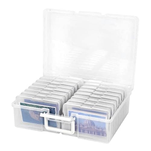 Fotohüllen – Transparente Aufbewahrungsbox, Foto-Organizer-Box | Klarsichtboxen Mit Griff, 10,2 X 15,2 Cm Große Fotobox, Stabiler Stapelbarer Behälter Für Karten, Bilder, Aufkleber, Briefmarkenaufbewa von Generic