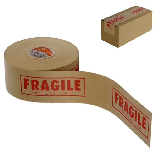 Fragiles Klebeband, Verpackungsband aus Papier, zerbrechliches bedrucktes Verpackungsband | braunes Papierband für Verpackungsboxen, Kraftpapier für Versand, Umzug, Versiegelung und Kennzeichnung von Generic