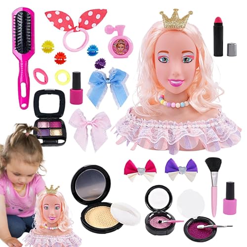 Friseur-Puppenkopf für Kinder, Schaufensterpuppenkopf zum Flechten von Haaren - Mannequin Friseur Flechten Puppe,Rollenspiel, Kinderspielzeug, Haarstyling-Puppenkopf für Mädchen und Kinder ab 3 Jahren von Generic