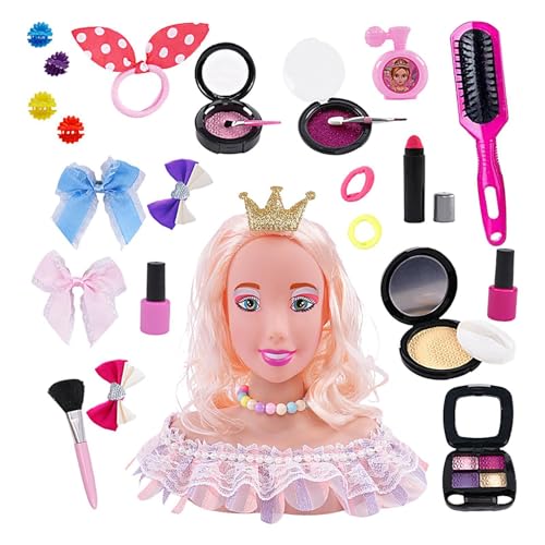 Friseurpuppenkopf für Kinder,Haarflecht-Puppenkopf,Schildpuppe Friseur Flechten Puppe - Kinderrollenspiel Make-ups für Haarstyling, Flechten, Curling von Generic