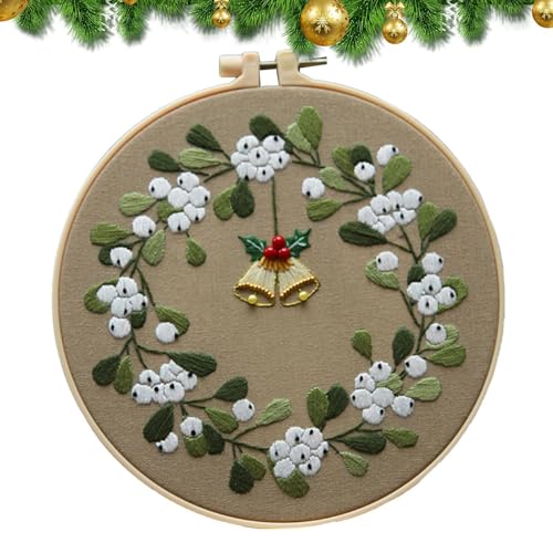 Frohe Weihnachten Stickset Ornamente - Kreuzstich-Ornament-Set | Tragbare Weihnachtskreuz-Sets, Nadelspitzen-Set für Anfänger, Erwachsene und Kinder von Generic