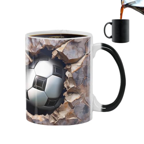 Fußball -Becher -Farbe ändern | 3D -Fußball -Keramikbecher - Keramikfarbe Wechselner Becher Sportbecher für für Kaffee Tasse von Generic