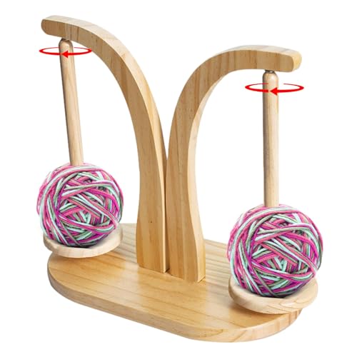 Garnhalter Spinner | Magnetischer Garnpendel Strickständer | Rotierender Garnspinner, Holz Doppelgarnspindel Nähwerkzeug, Stricken Häkeln Zubehör von Generic