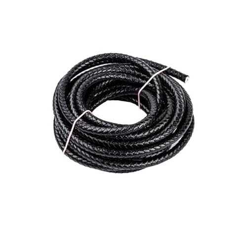 Geflochtene Lederschnur, rund, 8 mm, Schwarz, 91 cm von Generic