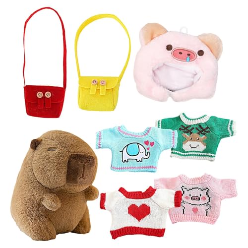 Gefüllte Capybara - Capybara-Kuscheltiere, Niedliche Plüsch-Capybara-Raumdekoration | Capybara-Plüschpuppe, Süße Nickerchen-Puppe Mit Kleidung Und Accessoires, Plüschkissen von Generic