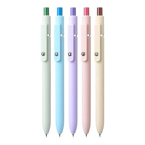 Gel-Tintenstift – Gelstift für Journaling, tragbarer Kugelschreiber von Vistaprint | Soft-Touch-Schaft, Set mit 5 glatten Schreibstiften, Notizstift für Schüler, Lehrer, Gelstift von Generic