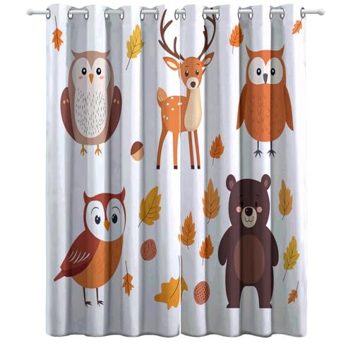 Gelb Vorhang, Niedlicher eulenhirsch Gardinen mit Ösen Verdunkelungsvorhang, Wohnzimmer Schlafzimmer Kinderzimmer Blickdichte vorhänge, H183 x B117 cm (2er Pack) von Generic