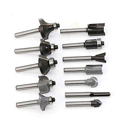 Generic 12 Stücke Fräser Fräser Router Bit Set 6 mm Holzschneider Zementierter Hartmetallgriff Fräsender Holzbearbeitung Trimmen Gravur Gravur-Werkzeug von Generic