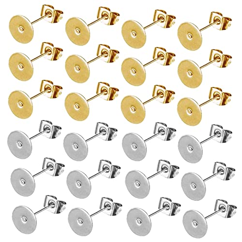 Ohrstecker Flach Pad 100 Stück Ohrstecker Rohlinge Ohrringe Rohlinge Set Flach Pad Ohrringe Rohlinge Ohrringe Flach Pad Ohrringe Basteln Flach Pad für Diy Ohrring Schmuckherstellung von Generic