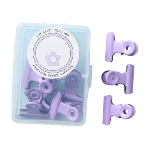 Generic 8 Stück kleine Clips, Mini-Metall-Bindertaschen-Clips, Büroklammer, Metall-Papiergriff für Bildplanerseiten, Bürogeschäfte, Lila von Generic